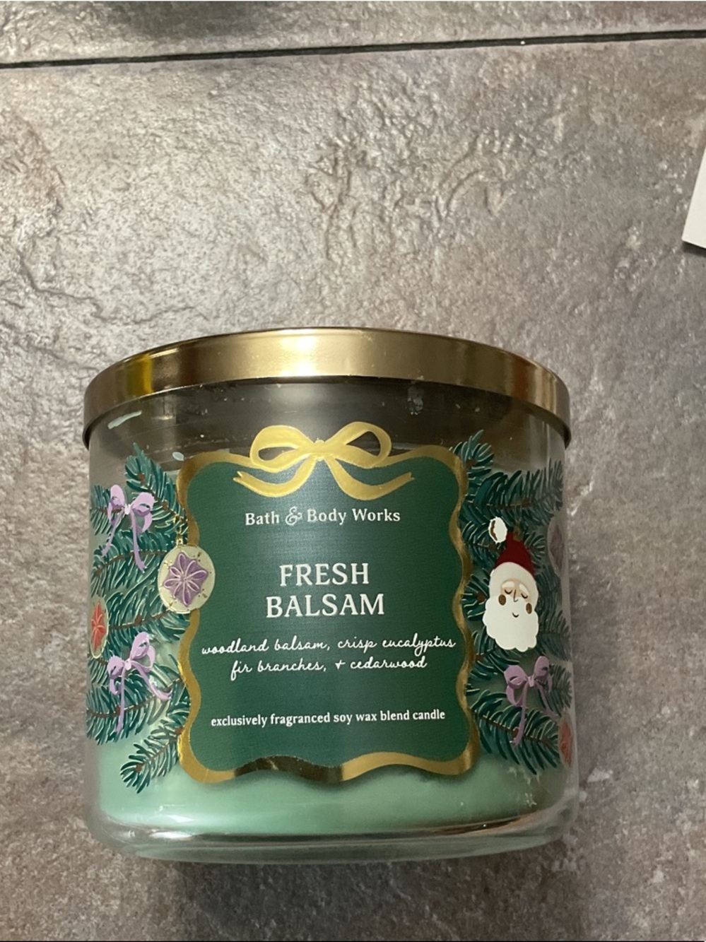Bath & Body Works Fresh Balsam Candle - Green with Gold Lid